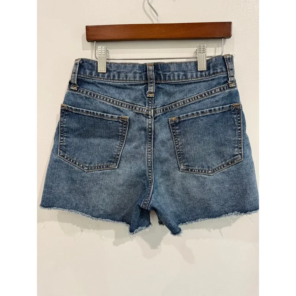 High Rise Medium Wash Denim Cutoff Shorts Raw Frayed Hem Girls 12 Women’s XS Y2K